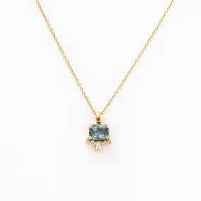 1.32 ct Light Teal Radiant Sapphire Lucy Pendant Necklace