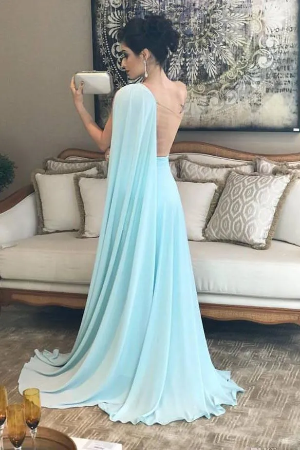 A Line Chiffon One Shoulder Ruffles Green Formal Dresses Long Prom Dresses uk JS295