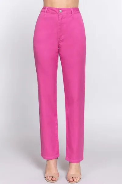 ACTIVE BASIC High Waist Straight Twill Pants