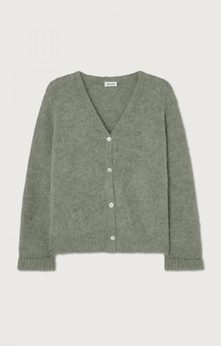 American Vintage Cropped East Cardigan in Grey Green Melange