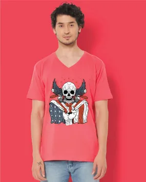 AmericanaBones V Neck: Vermillion