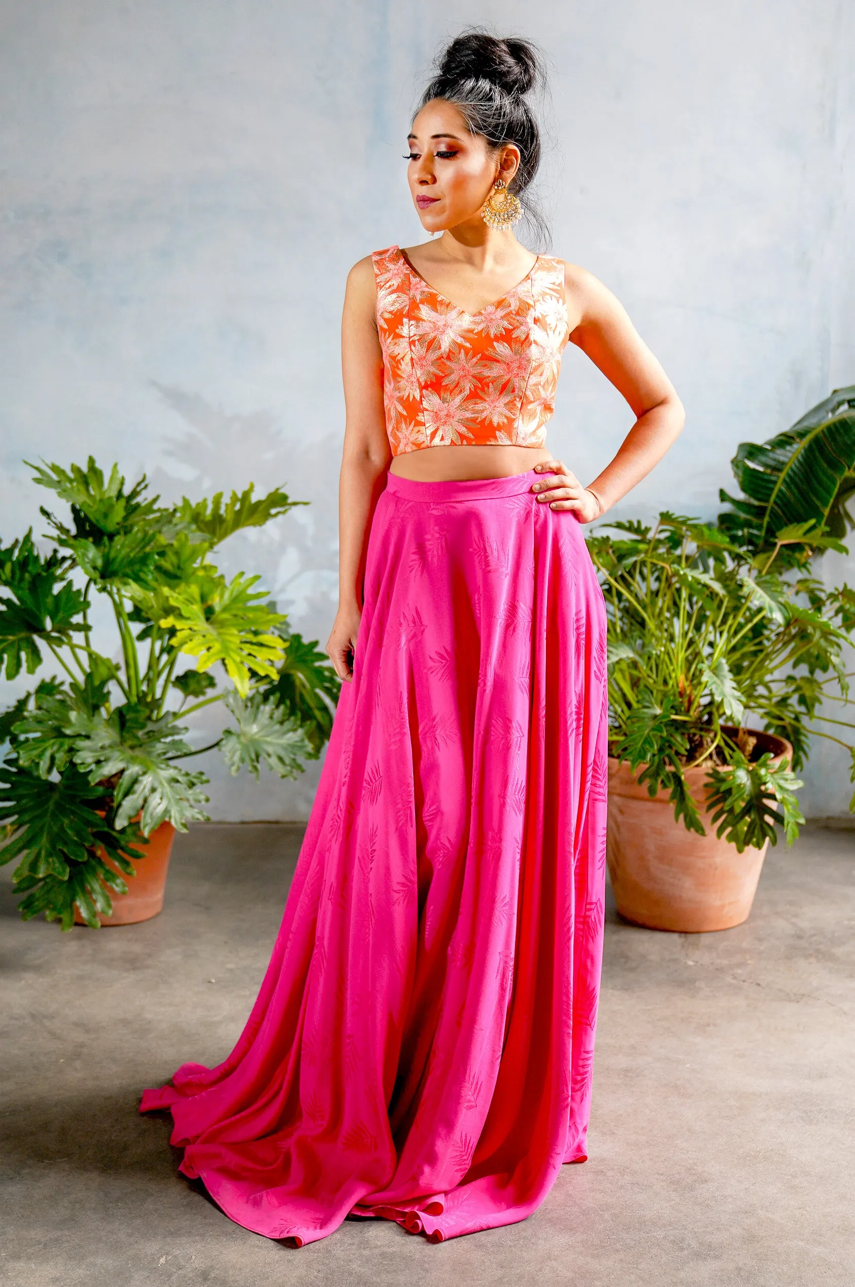 ANISHA Palm Cupro Skirt