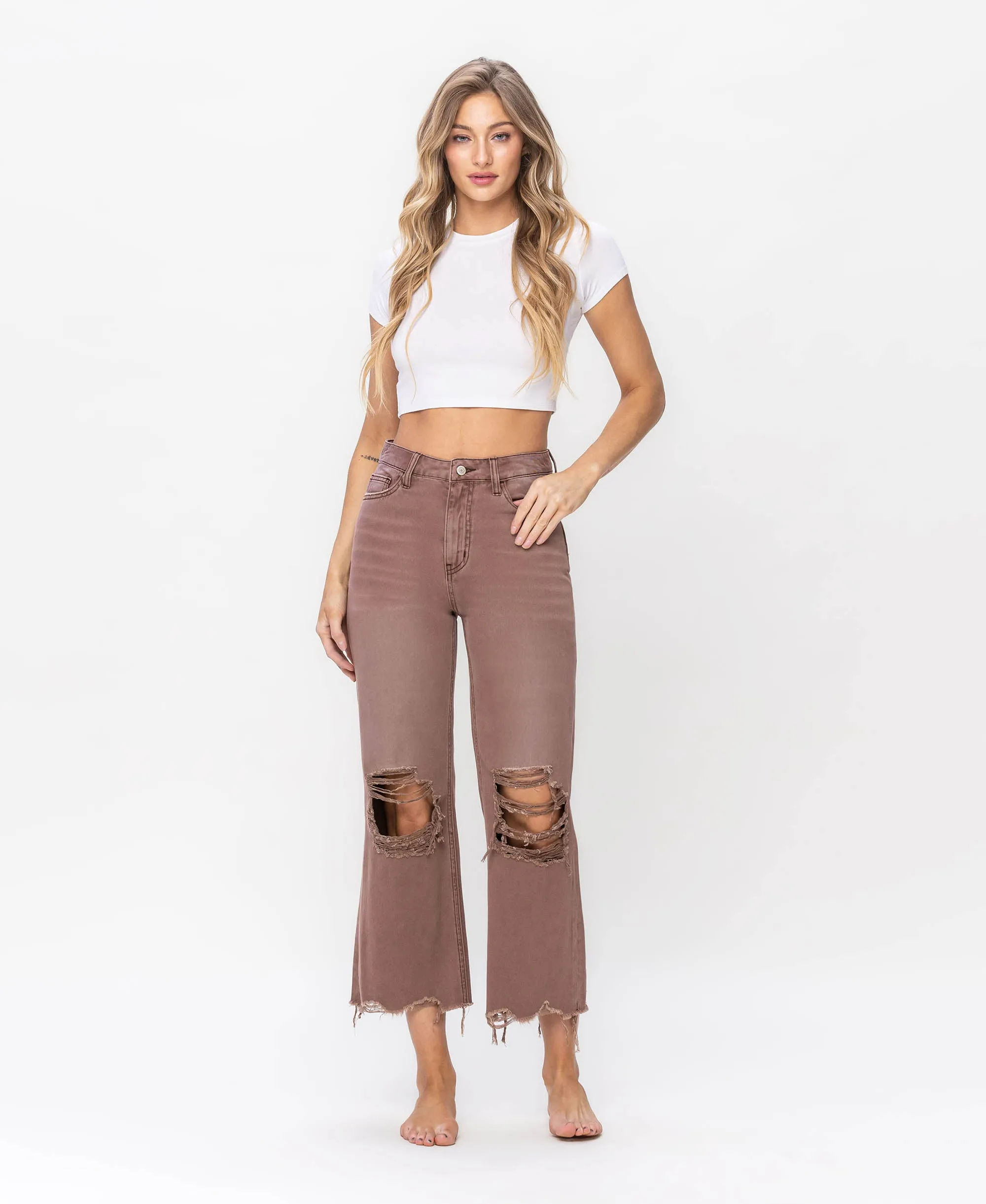 Aztec - Super High Rise 90s Vintage Crop Flare Jeans