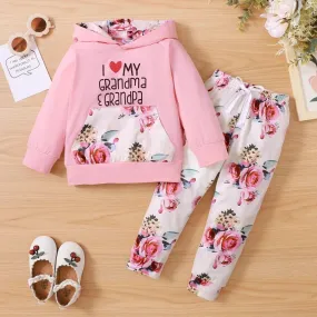 Baby Girl 2pc I Love Grandparents Hoodie   Pants Set