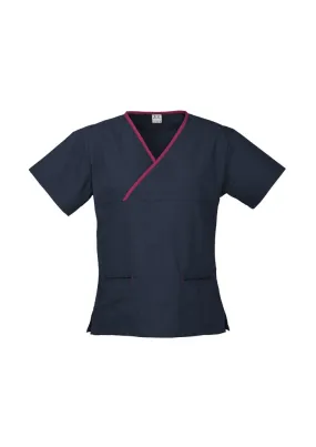 BizCollection H10722 Ladies Contrast Crossover Scrubs Top