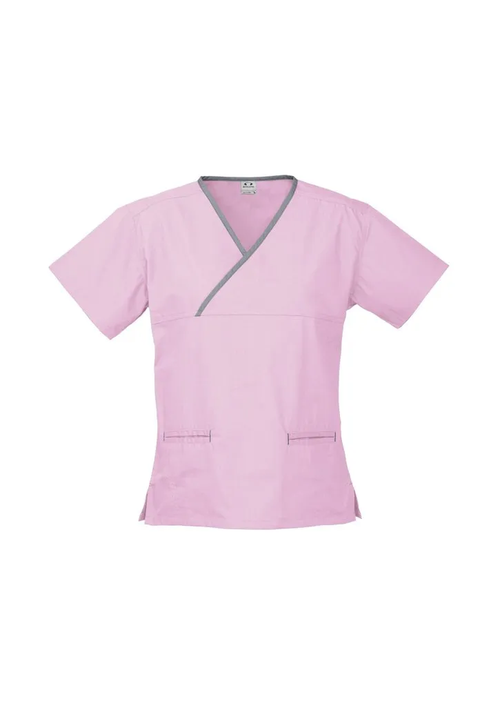 BizCollection H10722 Ladies Contrast Crossover Scrubs Top