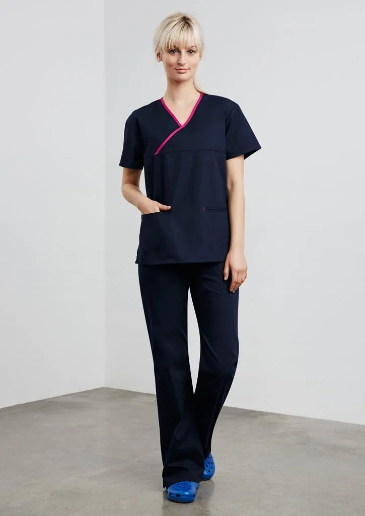 BizCollection H10722 Ladies Contrast Crossover Scrubs Top