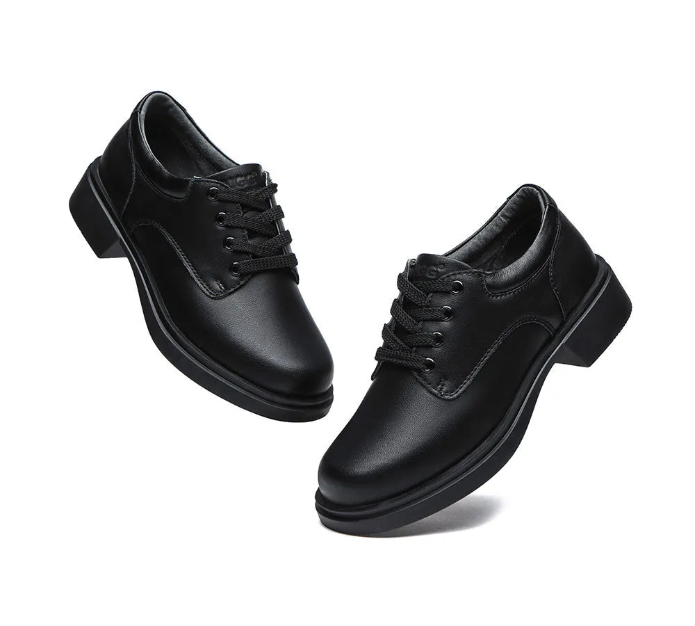 Black Leather Senior Lace Up School Shoes