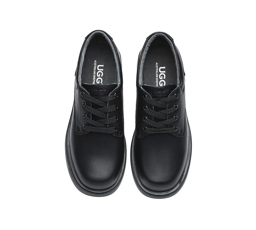 Black Leather Senior Lace Up School Shoes