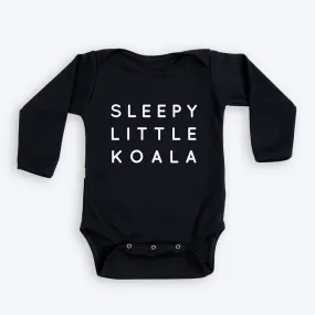 Black Organic Cotton Long Sleeve Bodysuit - Sleepy Little Koala