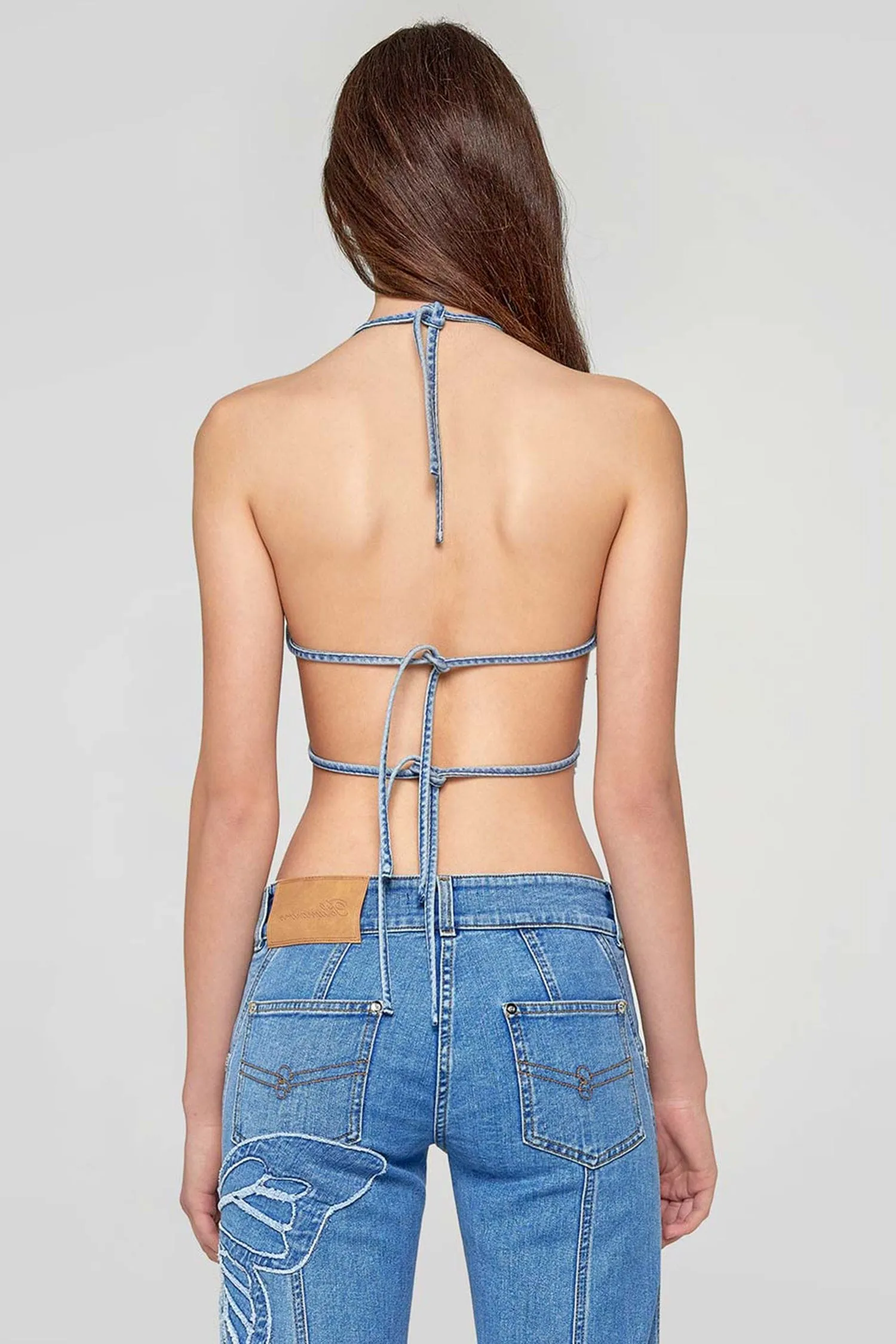 Blue Denim Butterfly Shape Crop Top