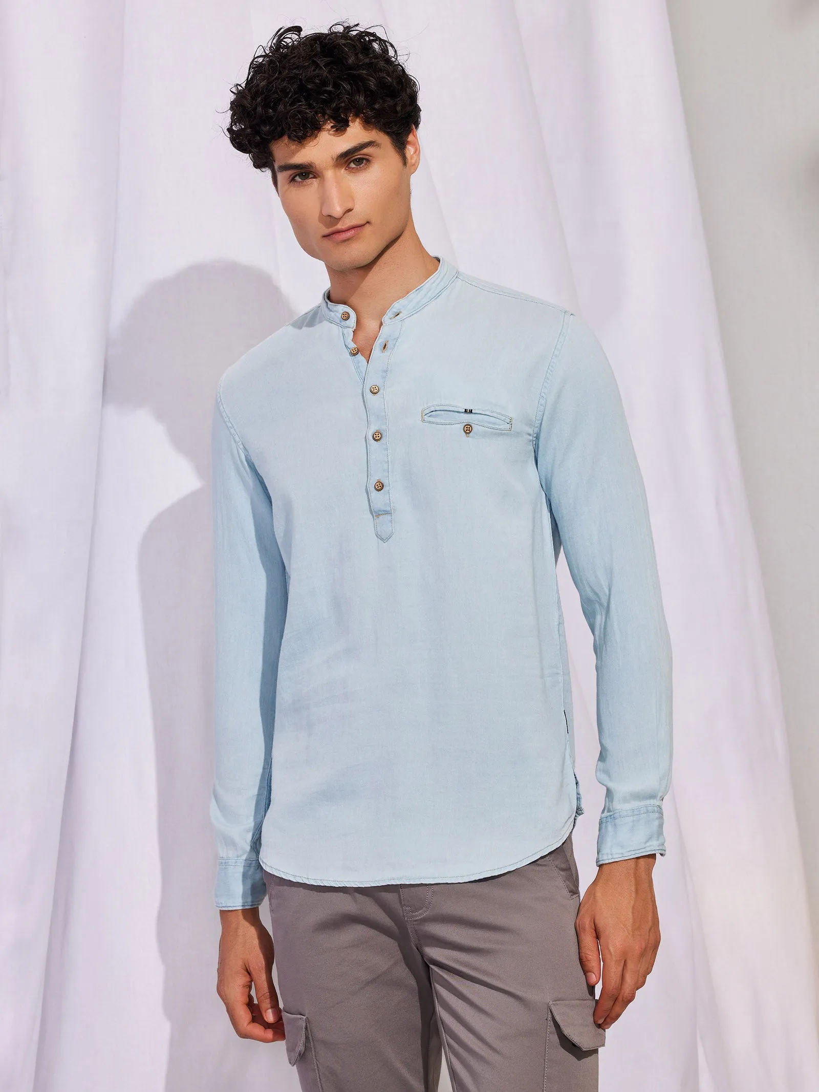 Blue Light Weight Denim Kurta