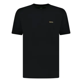 BOSS ACTIVE GOLD LOGO-PRINT T-SHIRT BLACK