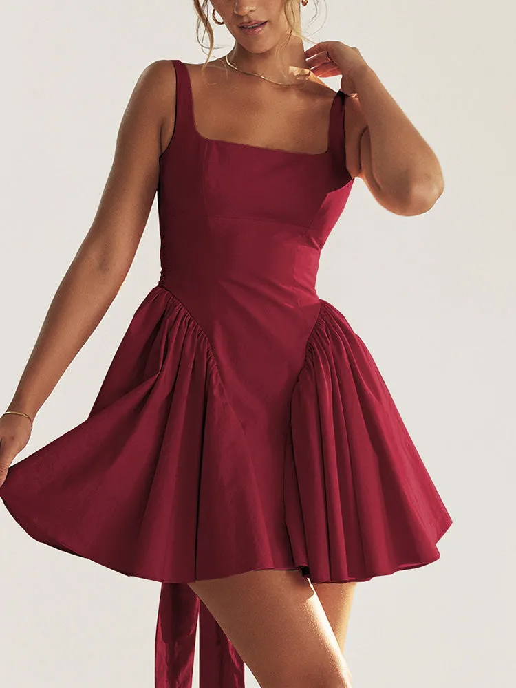 Bow Tie Backless A-Line Dress