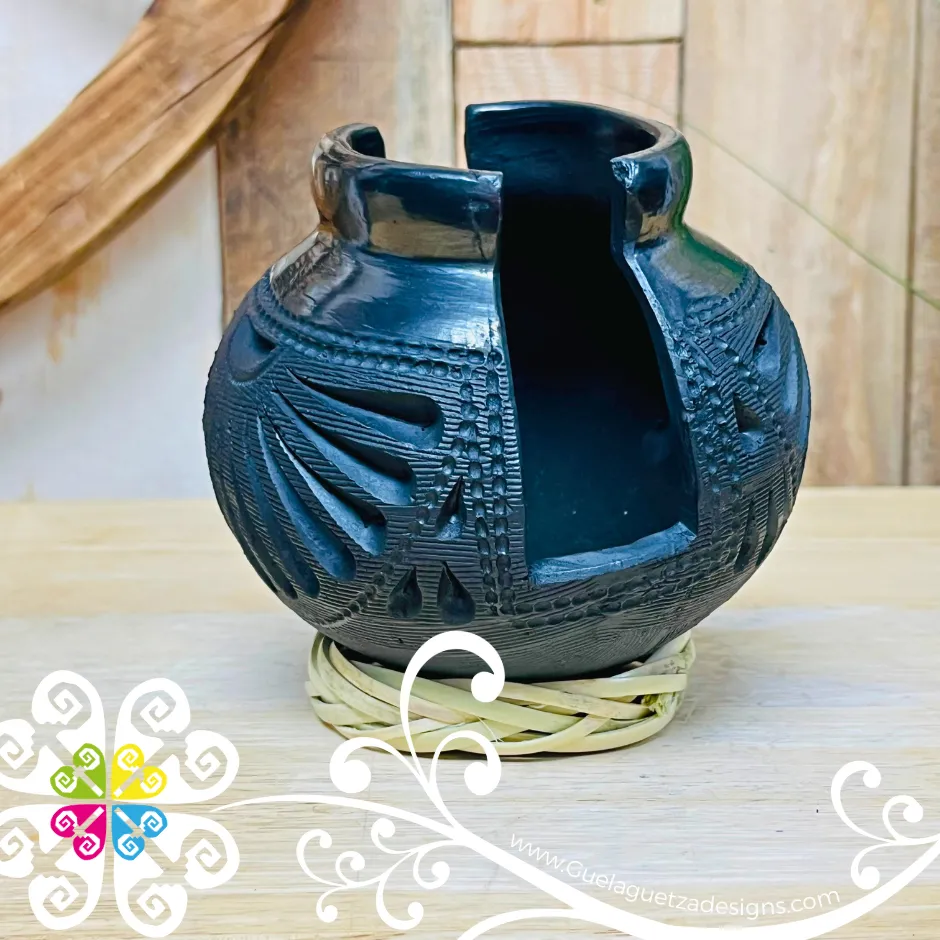 Cantarito Napkin Holder Black Clay - Barro Negro Oaxaca