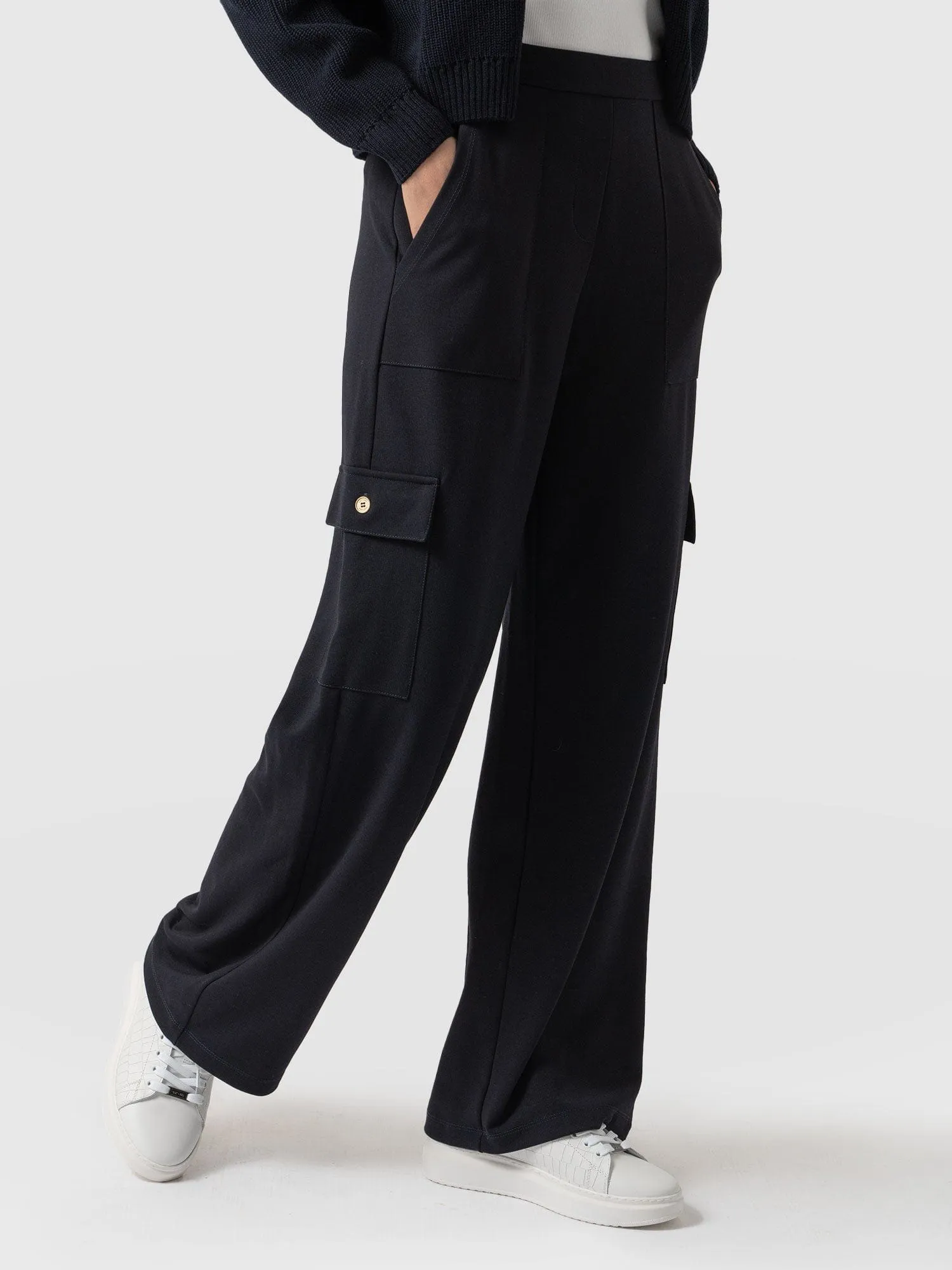 Cargo Chelsea Wide Leg Pant - Navy