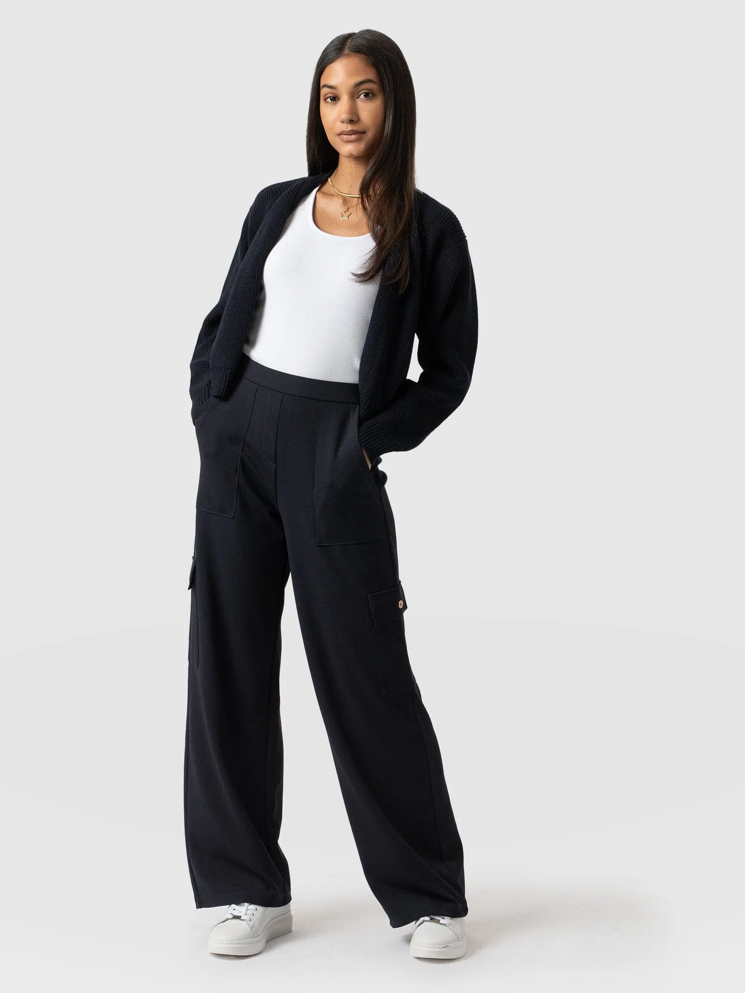 Cargo Chelsea Wide Leg Pant - Navy