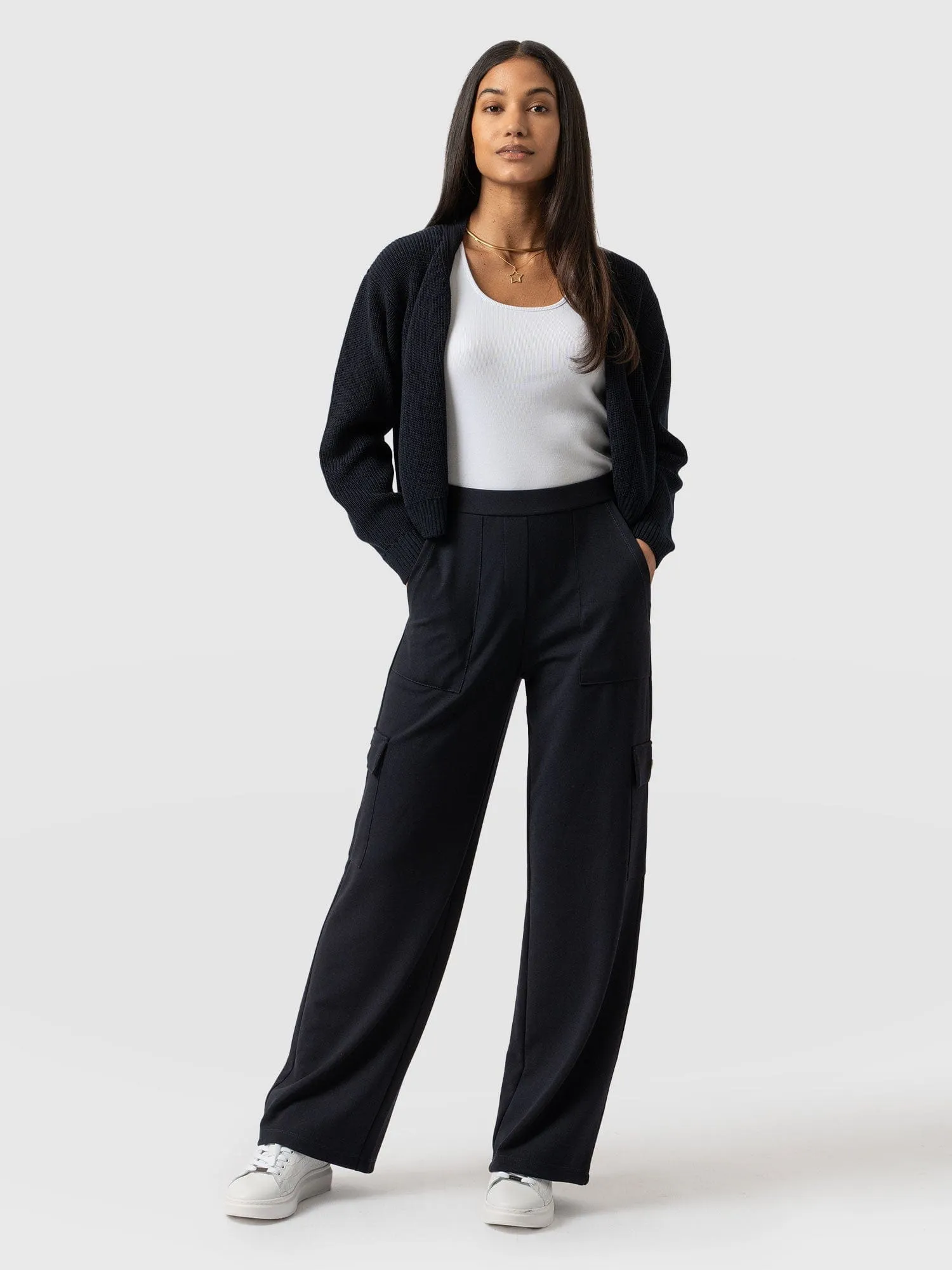 Cargo Chelsea Wide Leg Pant - Navy