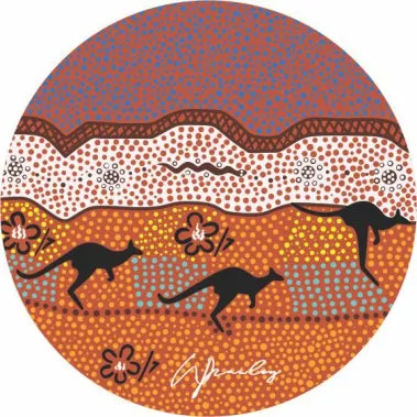 Cork Round Coaster Set with Aboriginal Designs