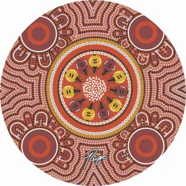 Cork Round Coaster Set with Aboriginal Designs