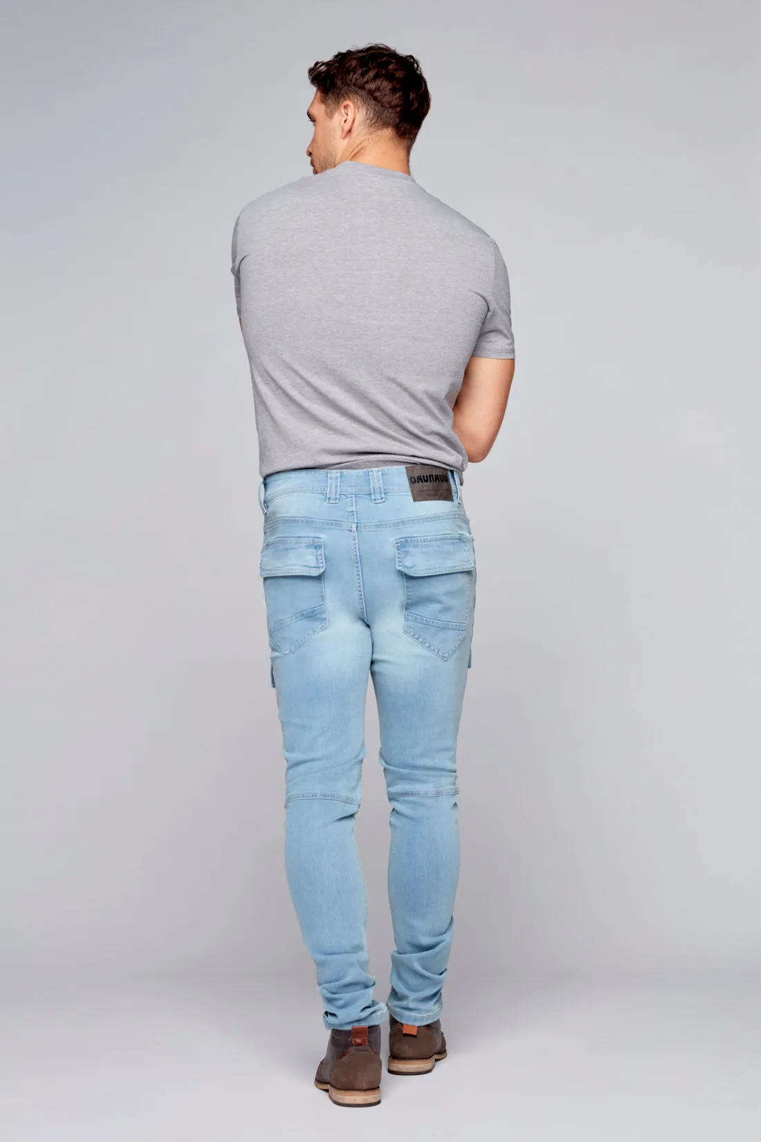 DELUXE Straight Fit Cargo Jeans - Blue Bleach