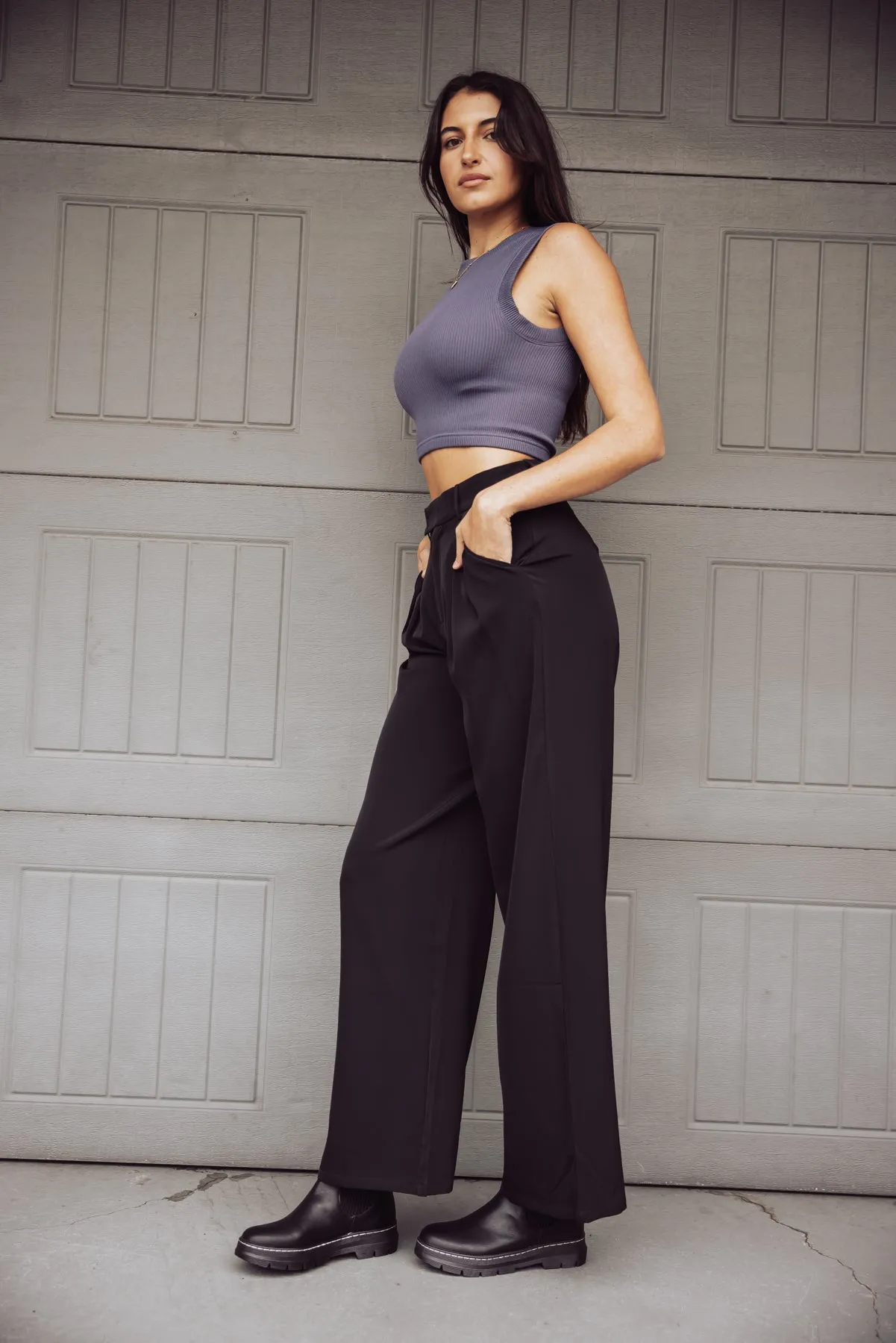 DIANA WIDE LEG PANTS - BLACK