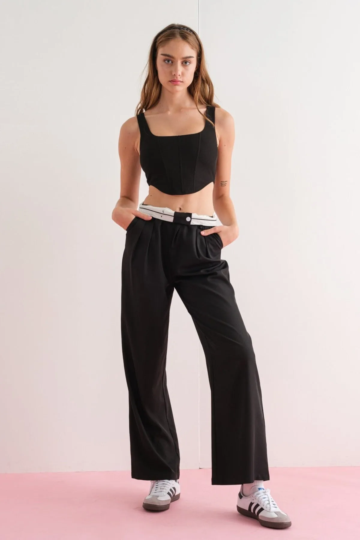 DIANA WIDE LEG PANTS - BLACK