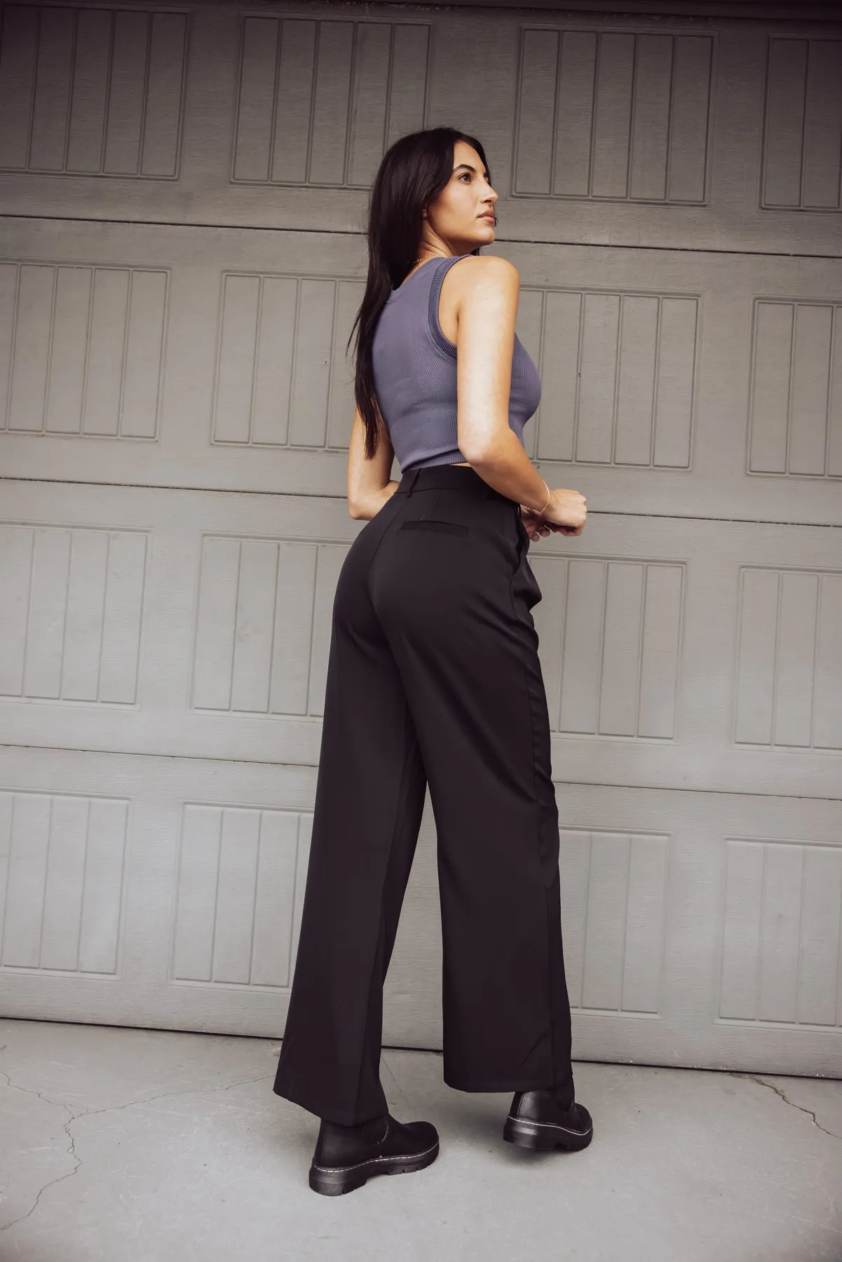 DIANA WIDE LEG PANTS - BLACK