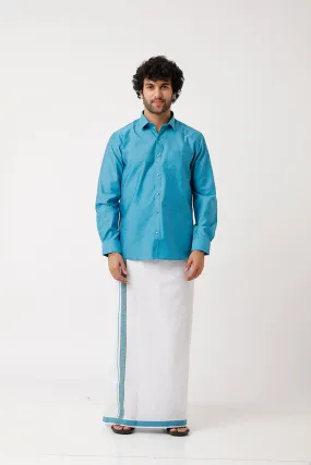 Divine - Ramar Green Matching Shirt and Dhoti Set For Men | Uathayam