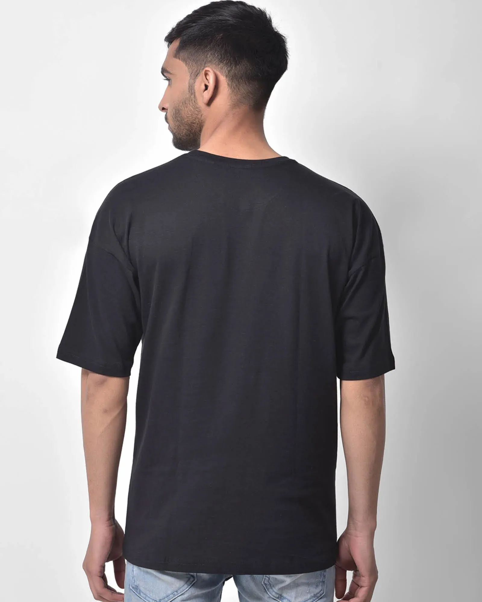 Drop Shoulder Crew Neck: Black