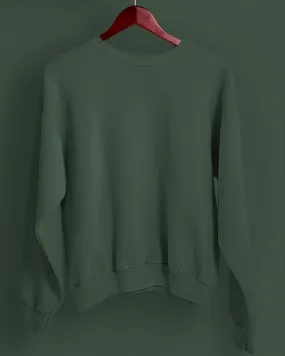 Drop Shoulder Sweatshirt: Military Green