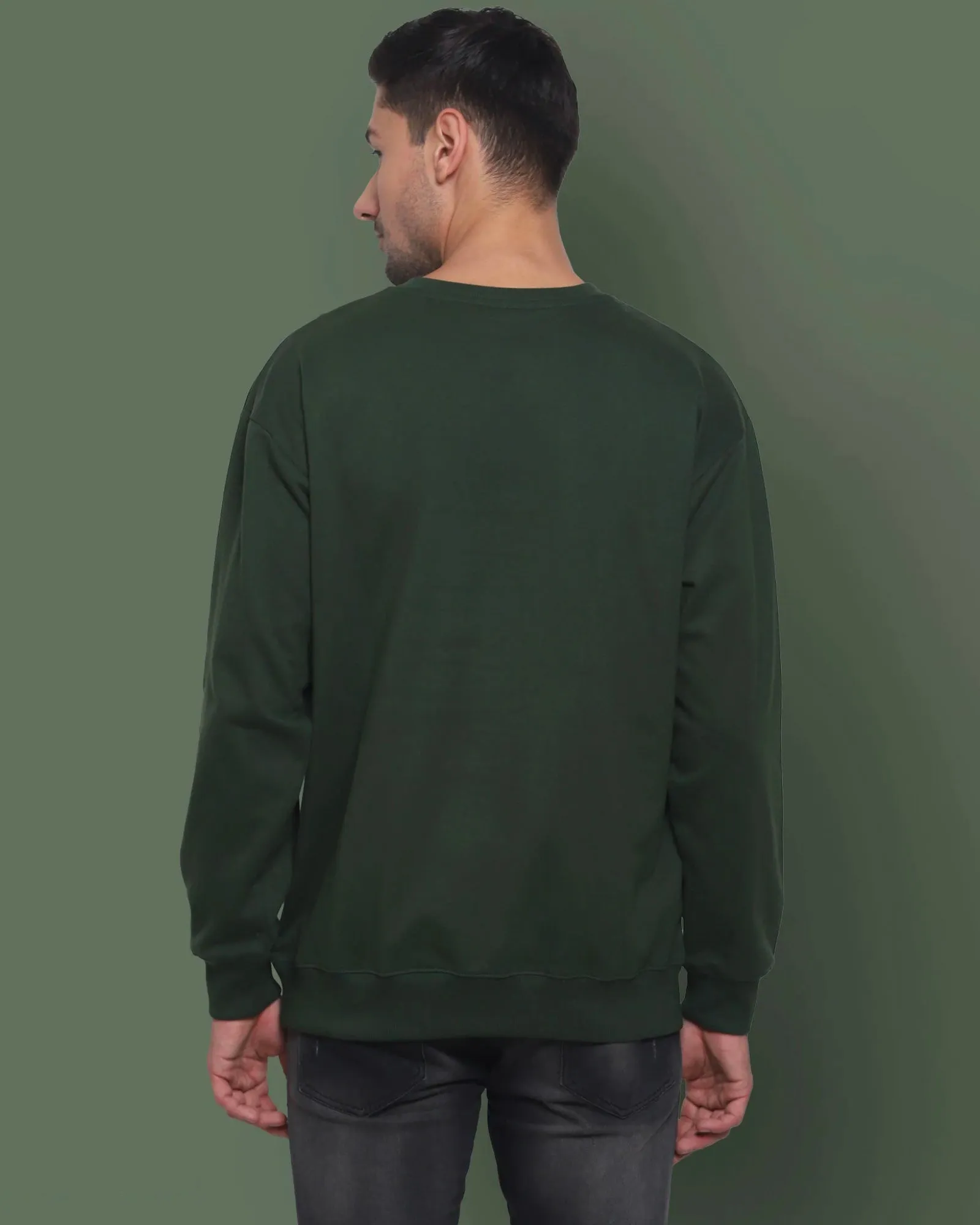 Drop Shoulder Sweatshirt: Military Green