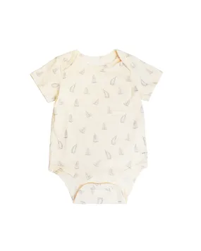 Envelope Neck Short Sleeve Onesie (Sailboat)