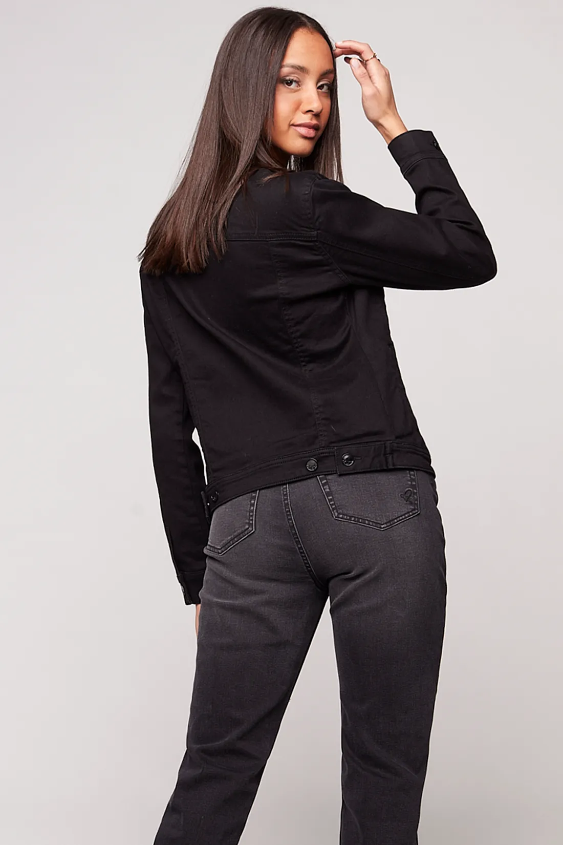 FARRAH - Ladies Denim Trucker Jacket - Black