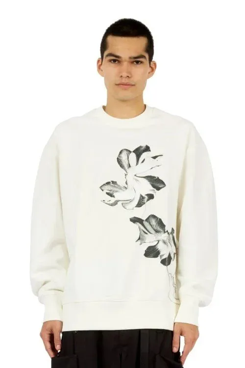 Flower Print Crew Neck Sweater