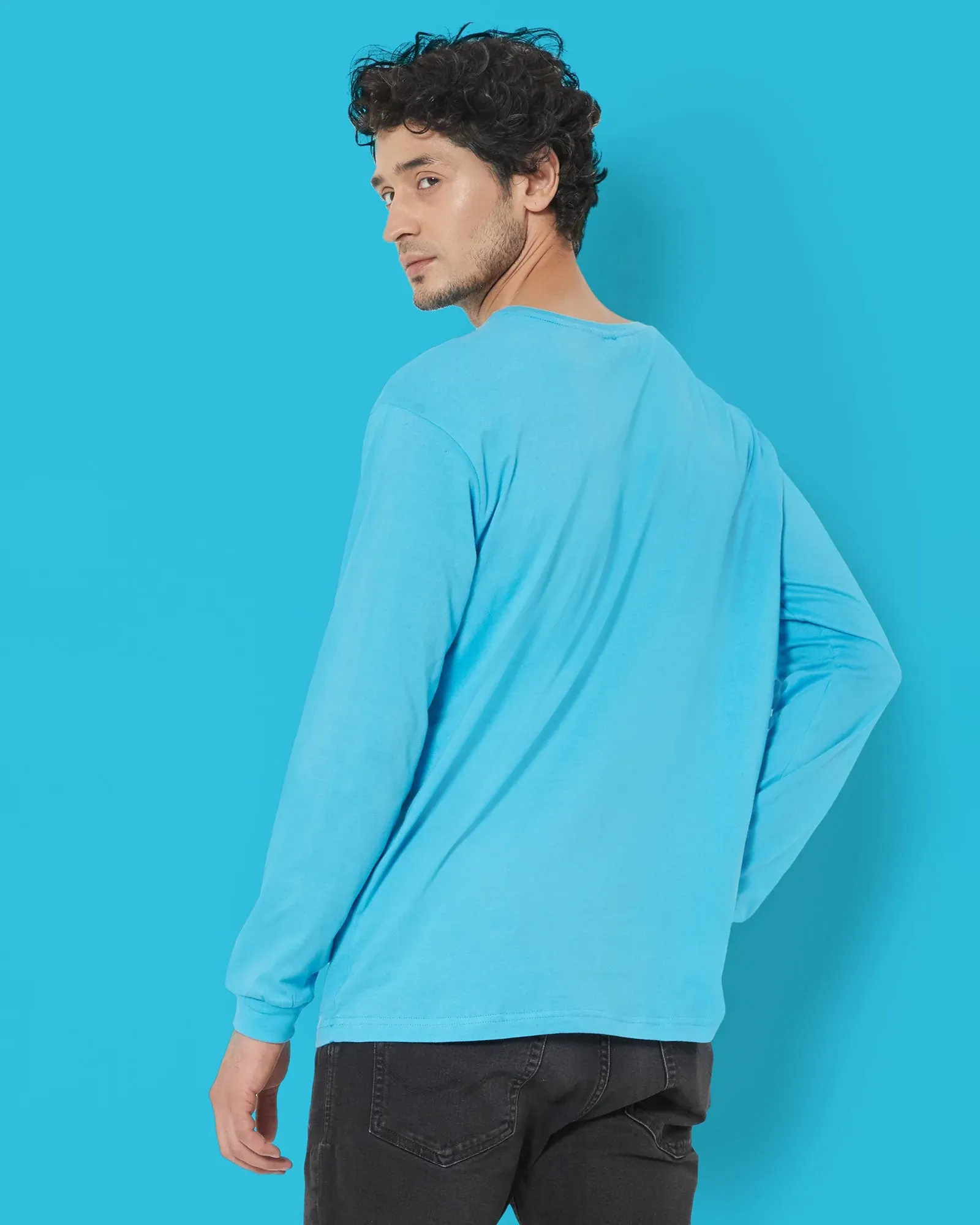 Full Sleeves Crew Neck: Turquoise Blue