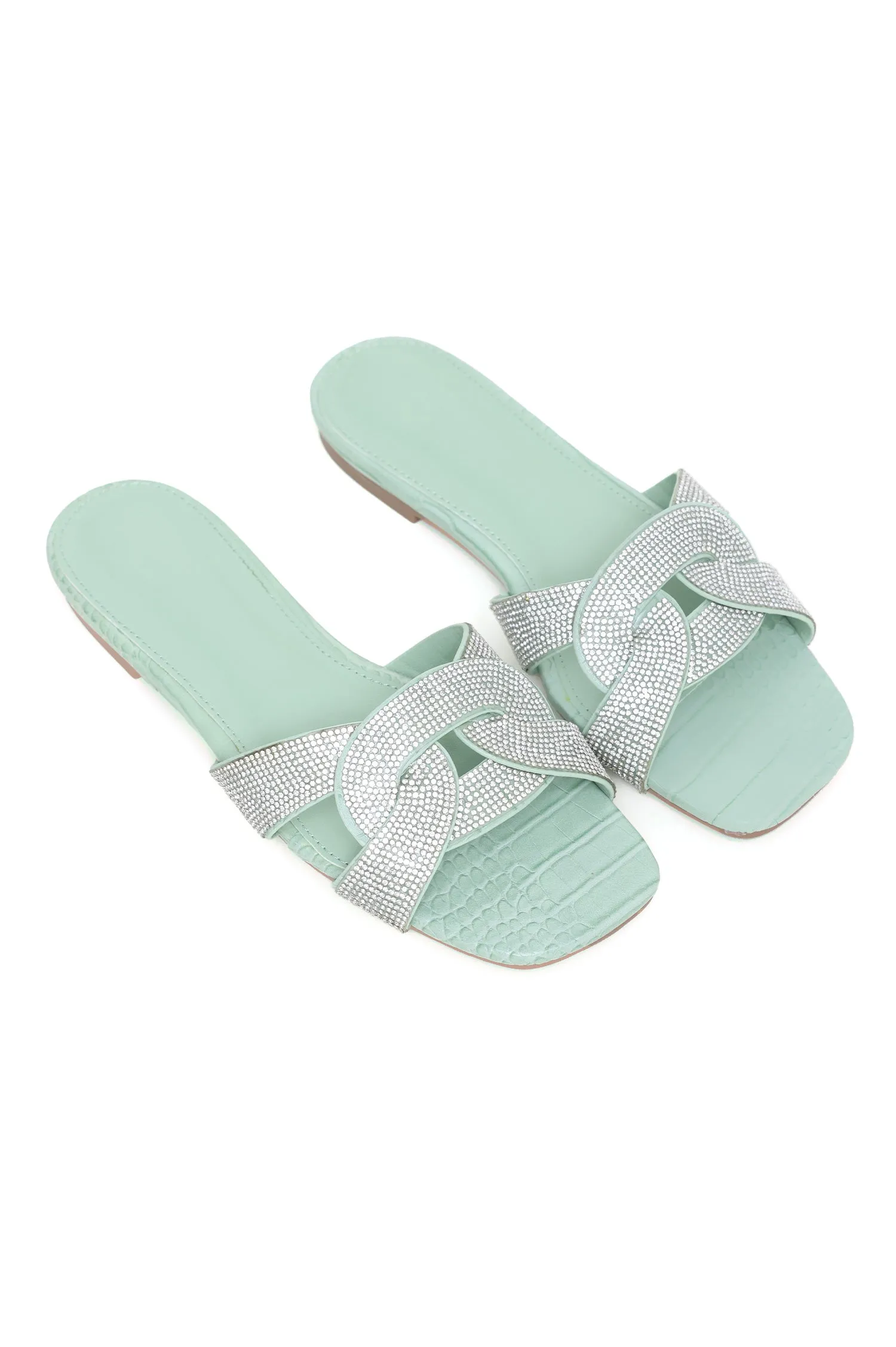 GLAMOROUS INTERLOCKING SLIDES-MINT