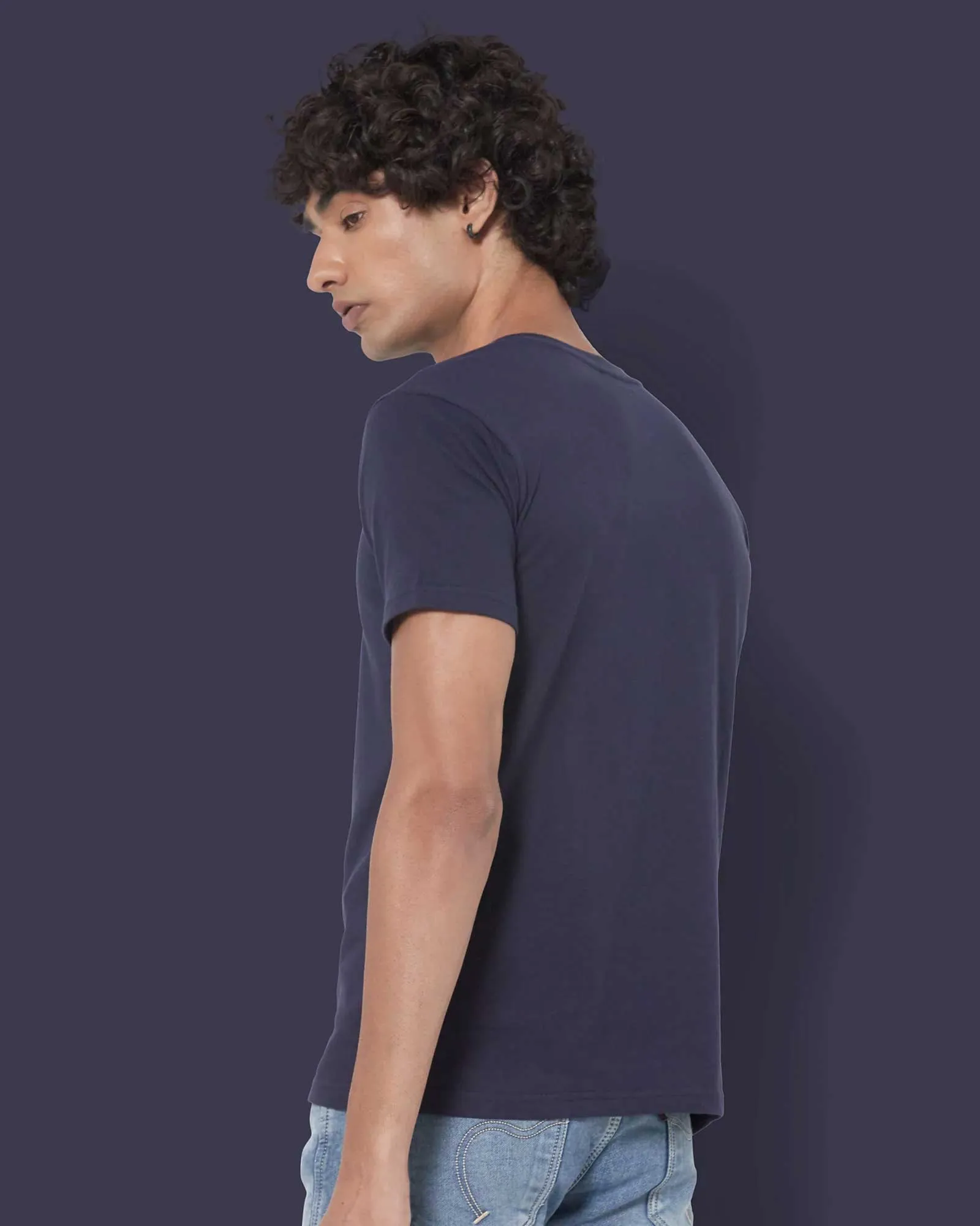 Half Sleeves Henley: Navy Blue