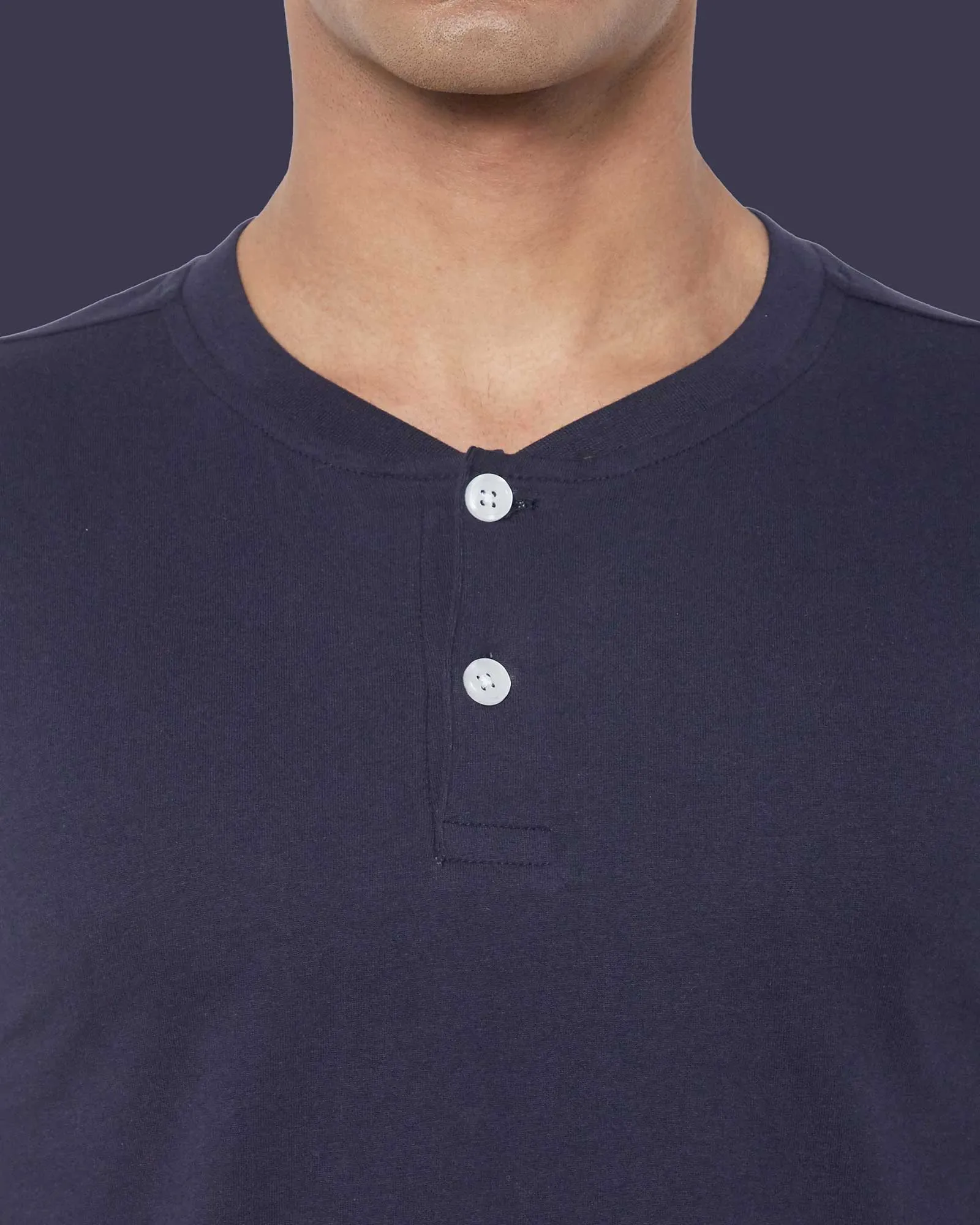 Half Sleeves Henley: Navy Blue