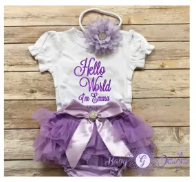 Hello World personalized -purple