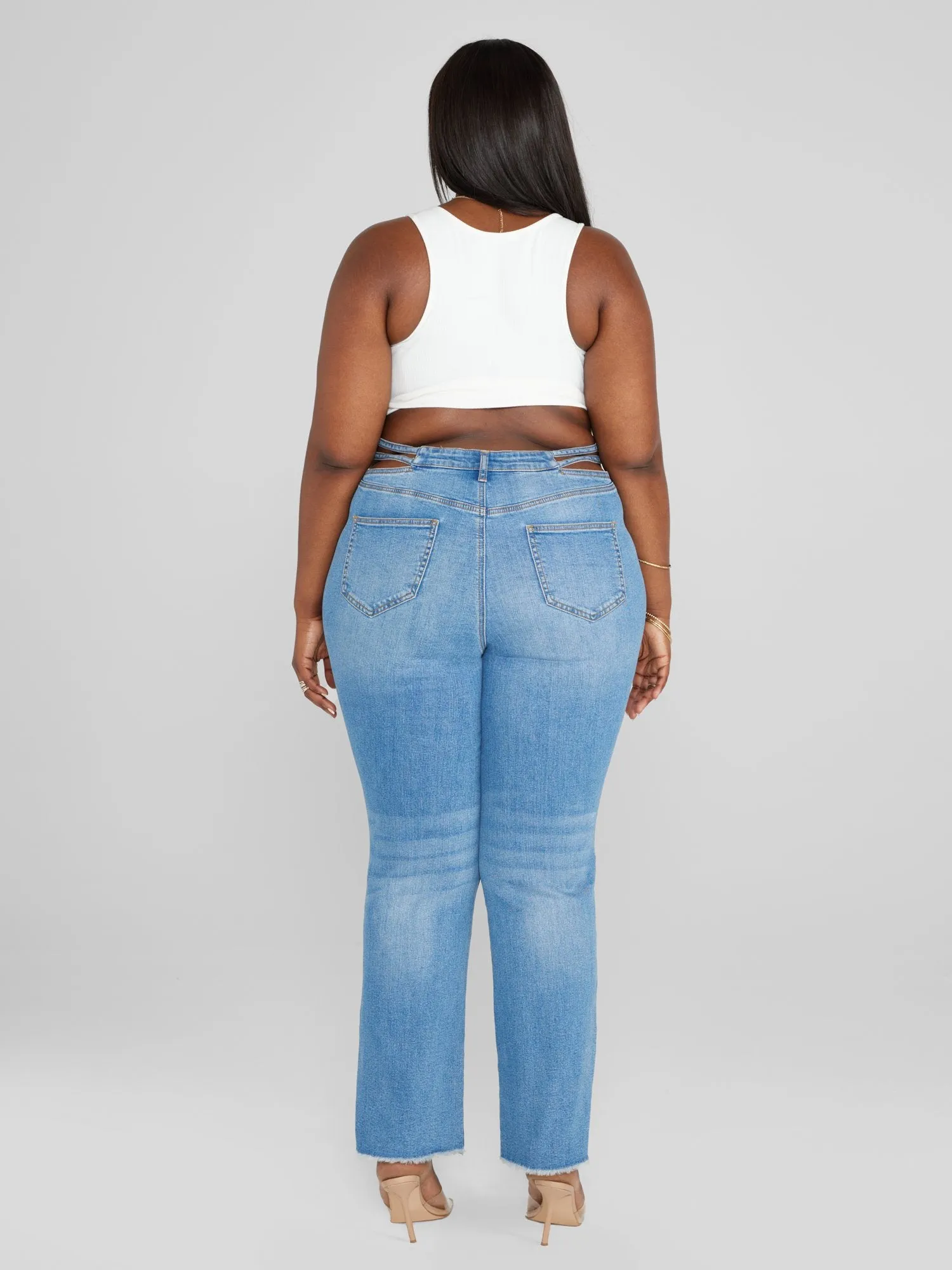 High Rise Split Waist Relaxed Fit Jeans - Short inseam