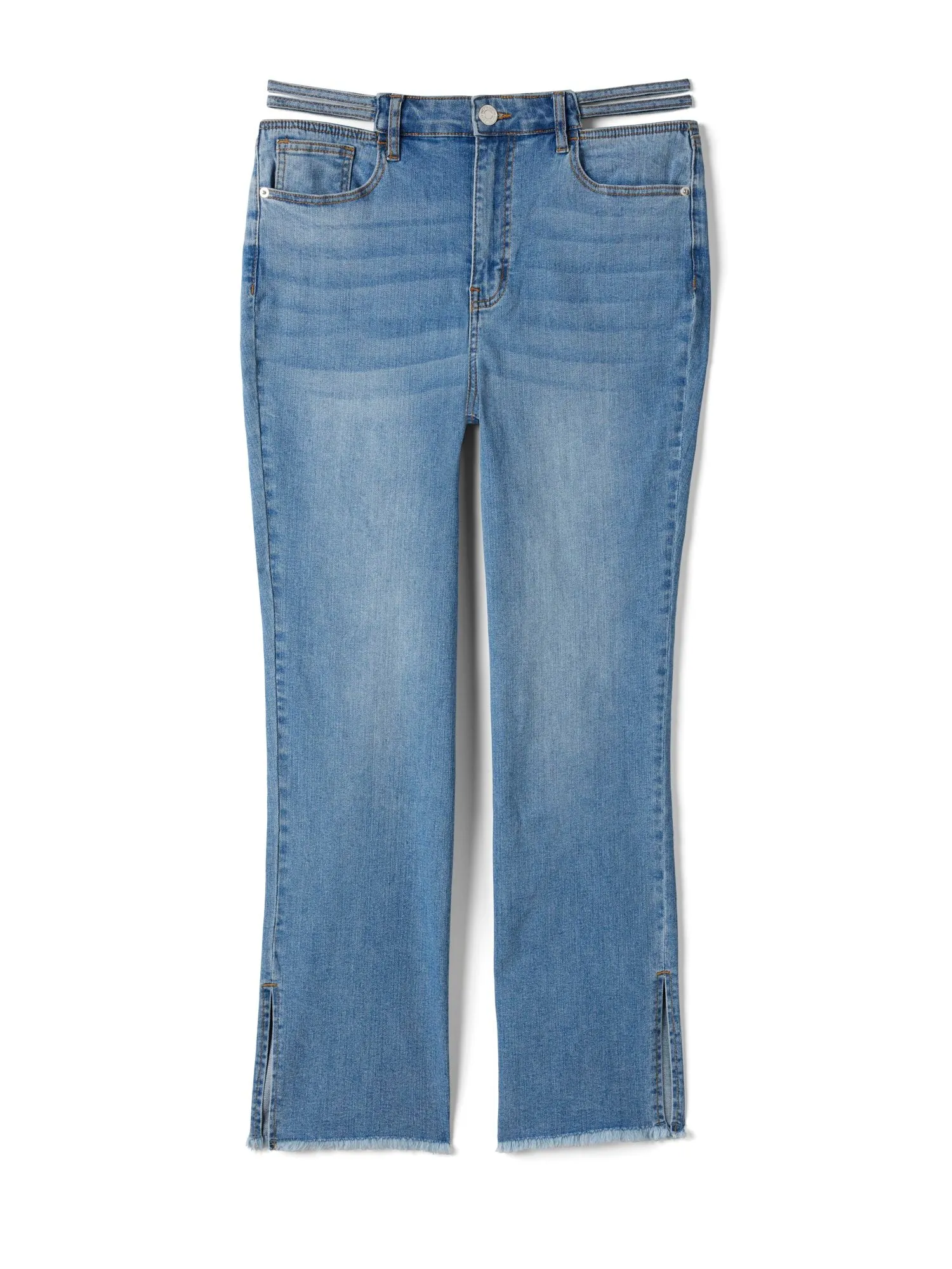 High Rise Split Waist Relaxed Fit Jeans - Short inseam