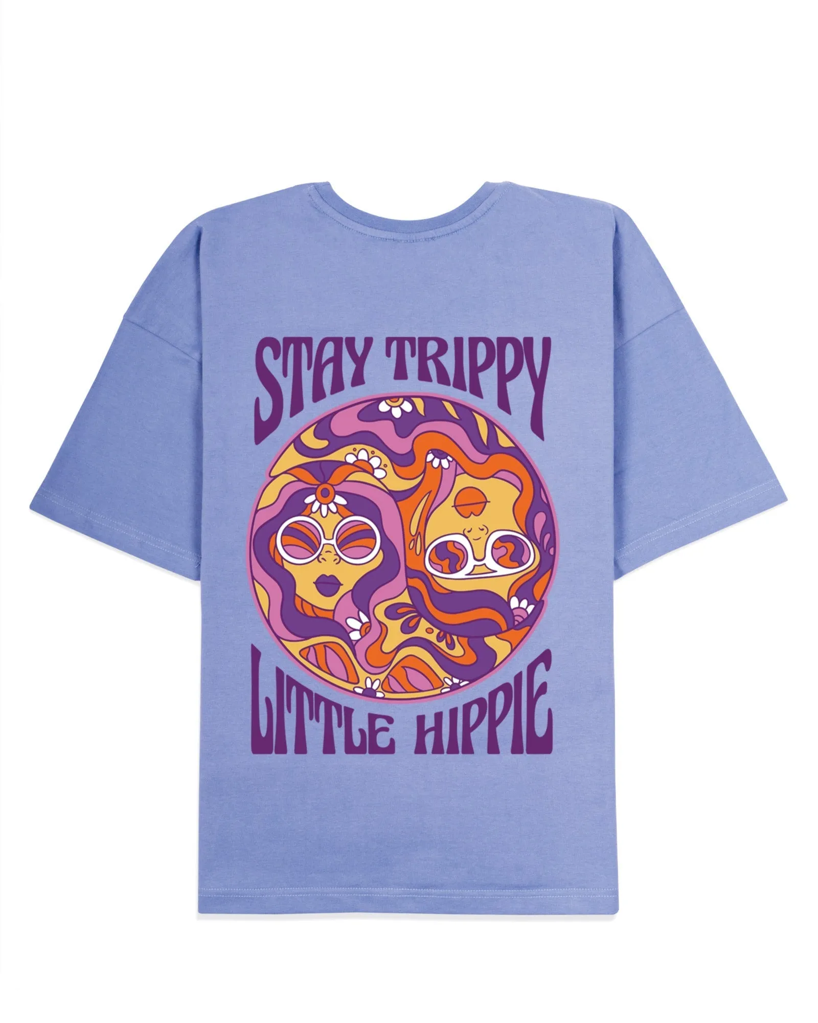 Hippie Trippy Drop Shoulder Crew: Periwinkle