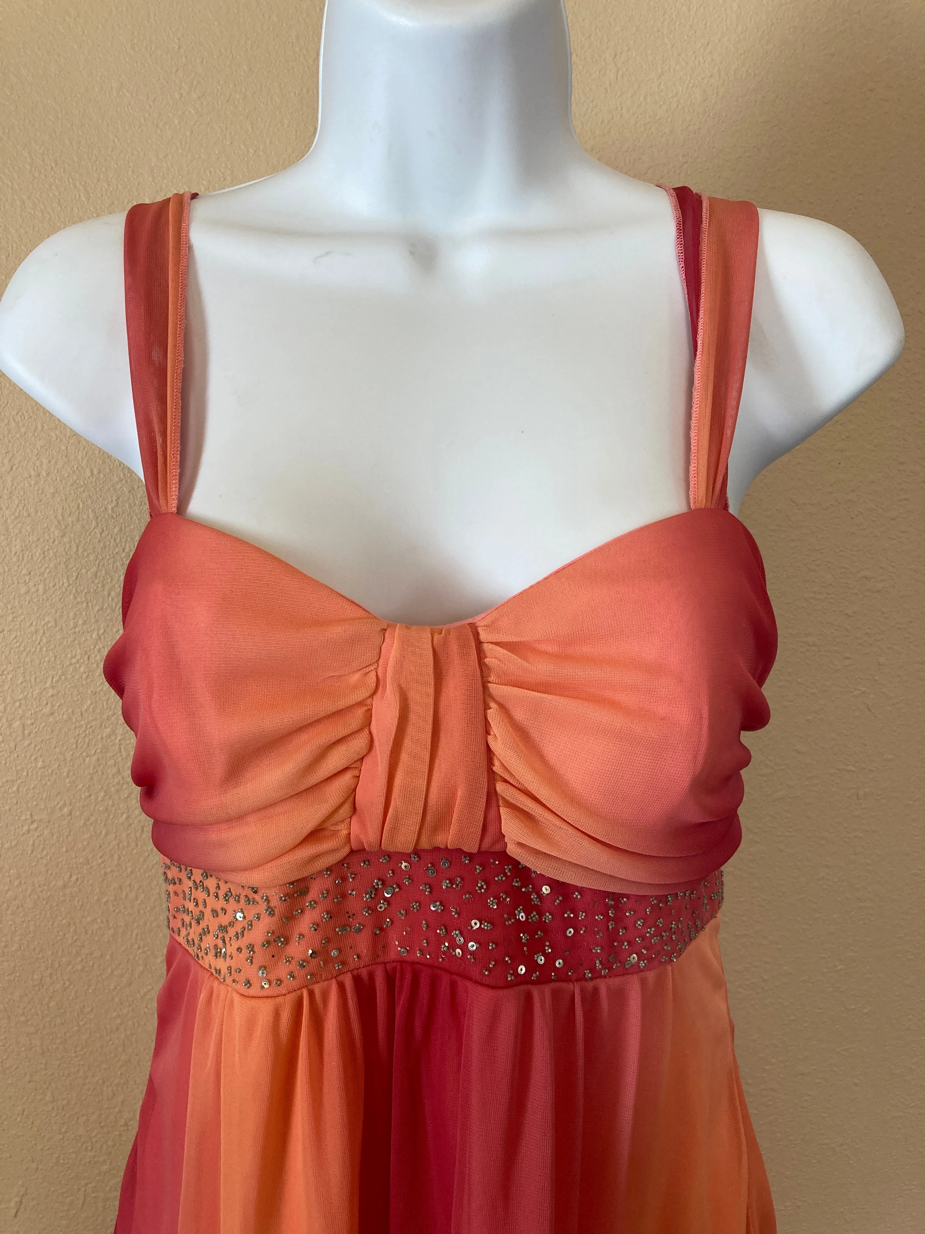 La Belle Ladies Prom Dress Medium Orange & Red Tones