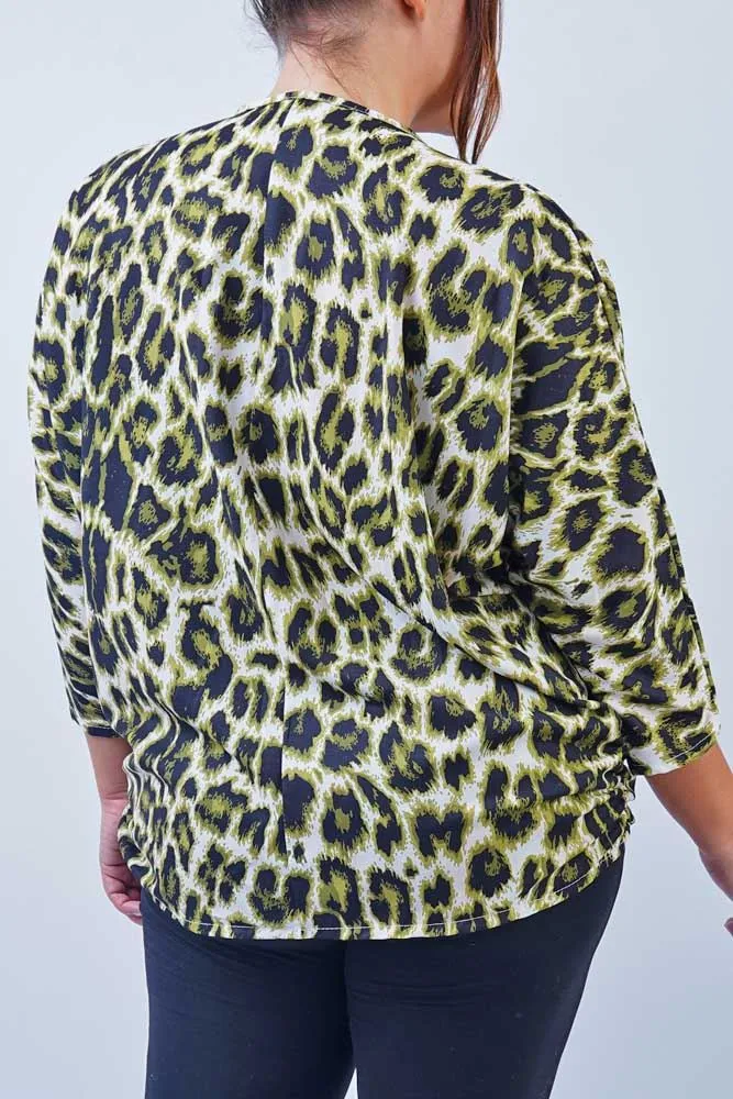 Leopard Print Zip Neck Top