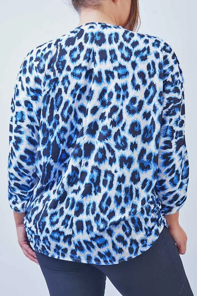 Leopard Print Zip Neck Top