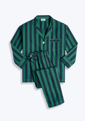 Marina Pajama Set in Green Cabana Stripe