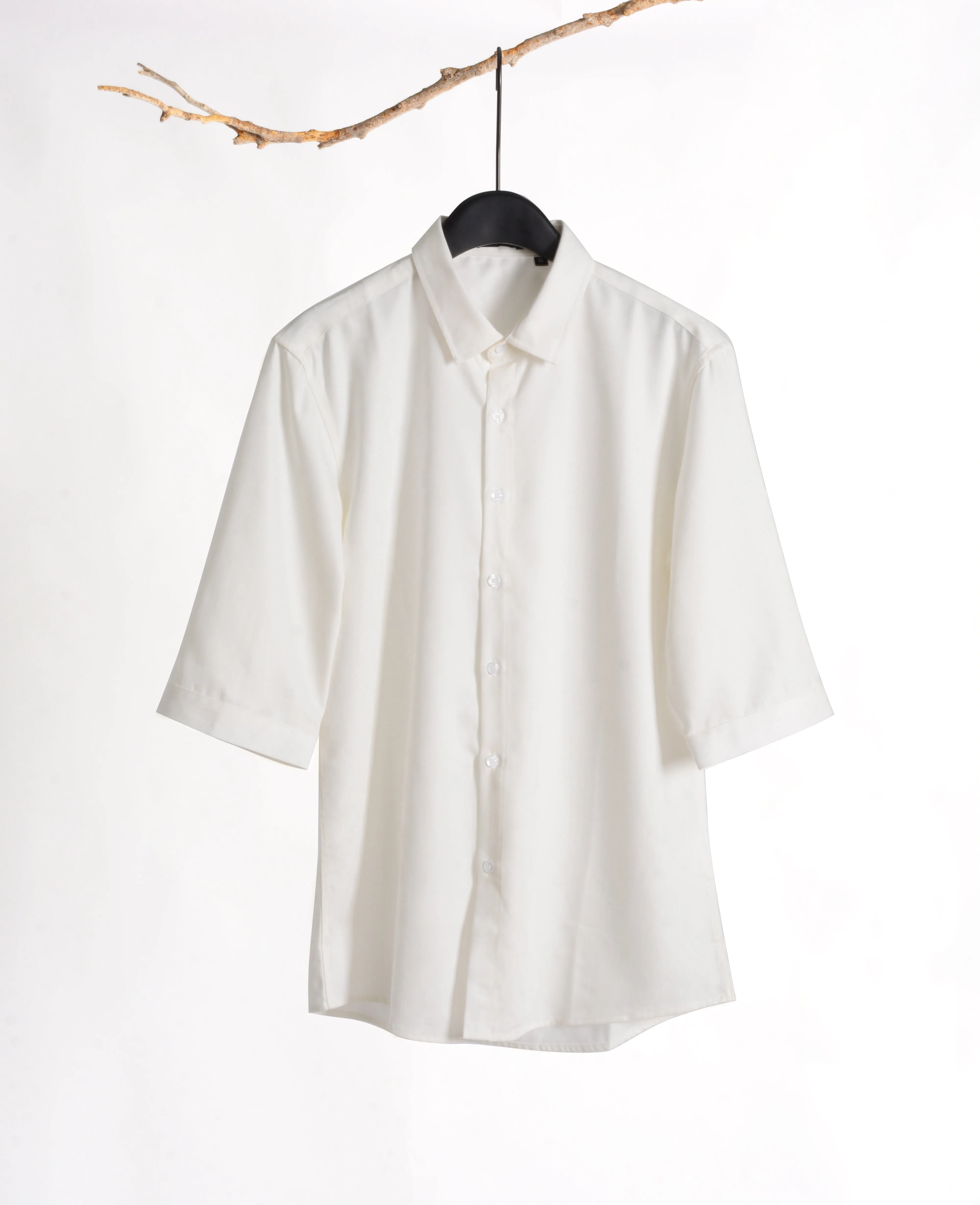 Plain White 3/4-Sleeve Shirt 1082