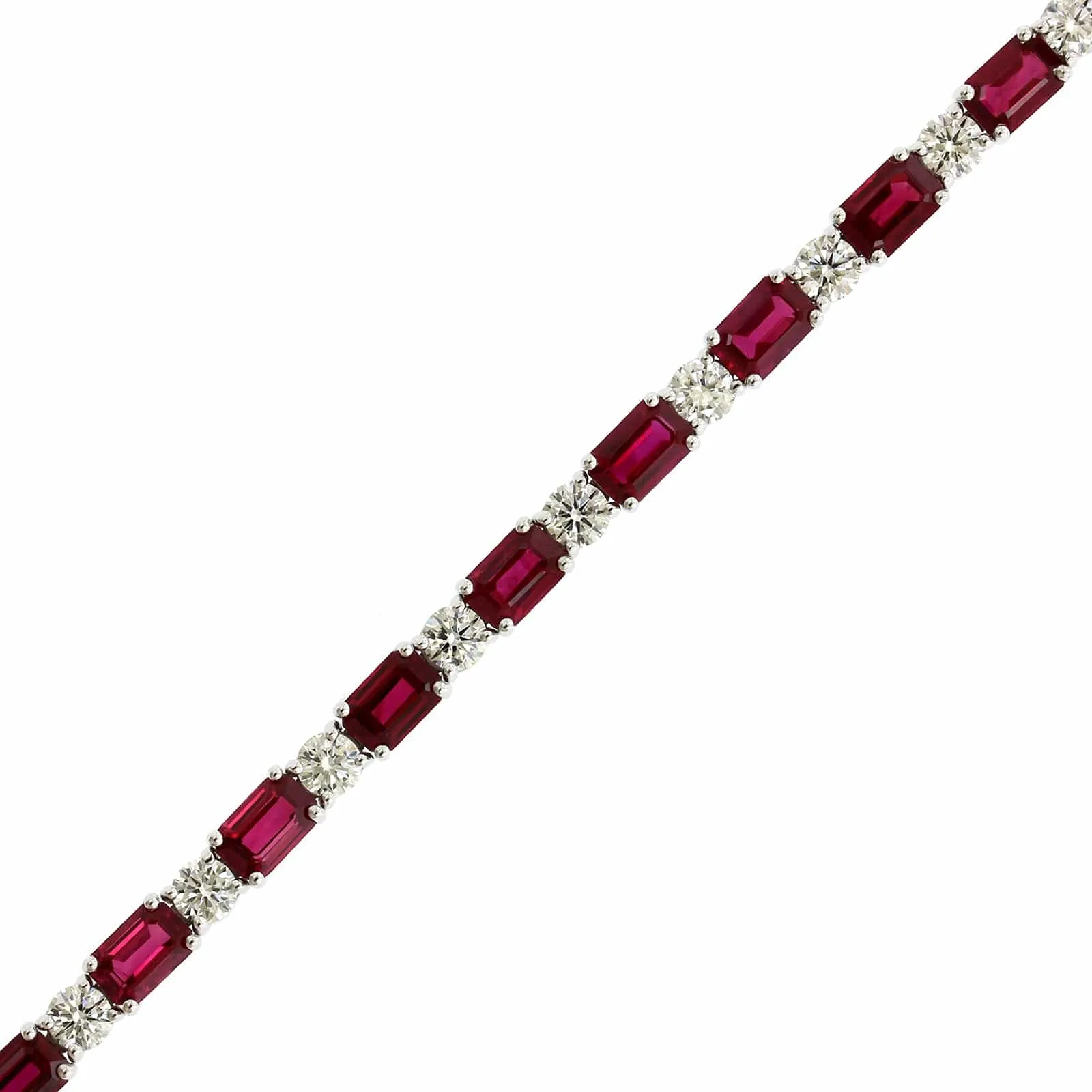 Platinum Alternating Ruby and Diamond Tennis Bracelet