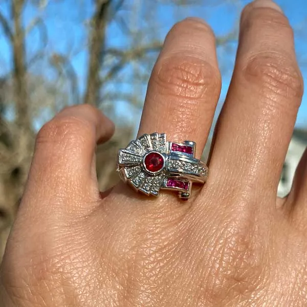 Retro Ruby & Diamond Ring